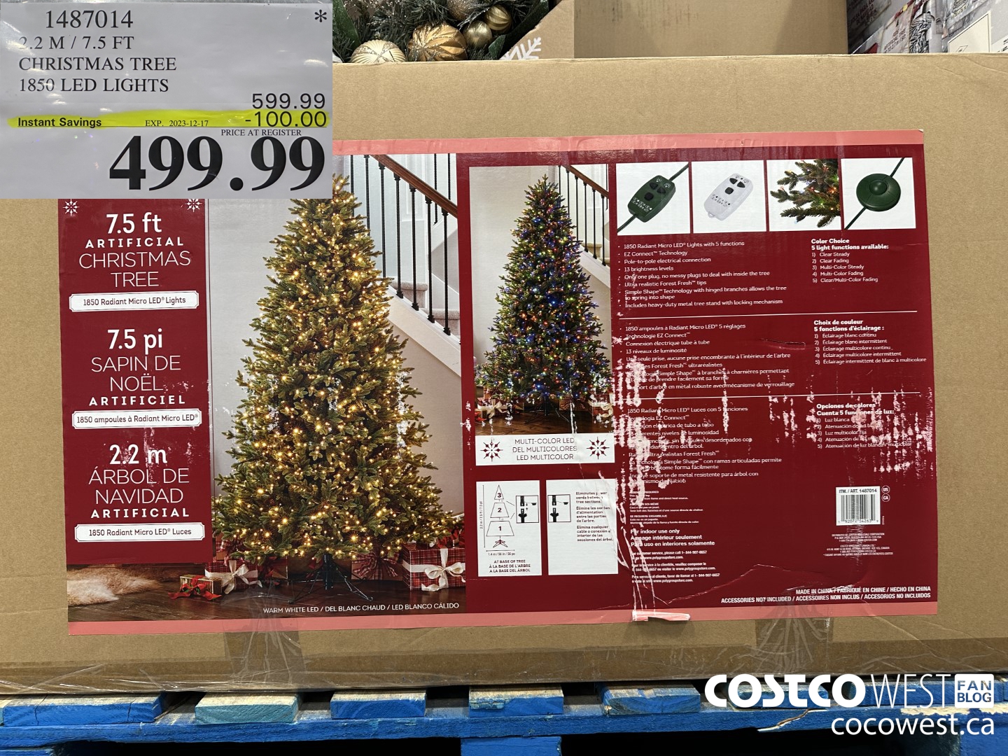 1487014 2.2M / 7.5FT CHRISTMAS TREE 1850 LED LIGHTS ($100.00 INSTANT SAVINGS EXPIRES ON 2023-12-17) $499.99