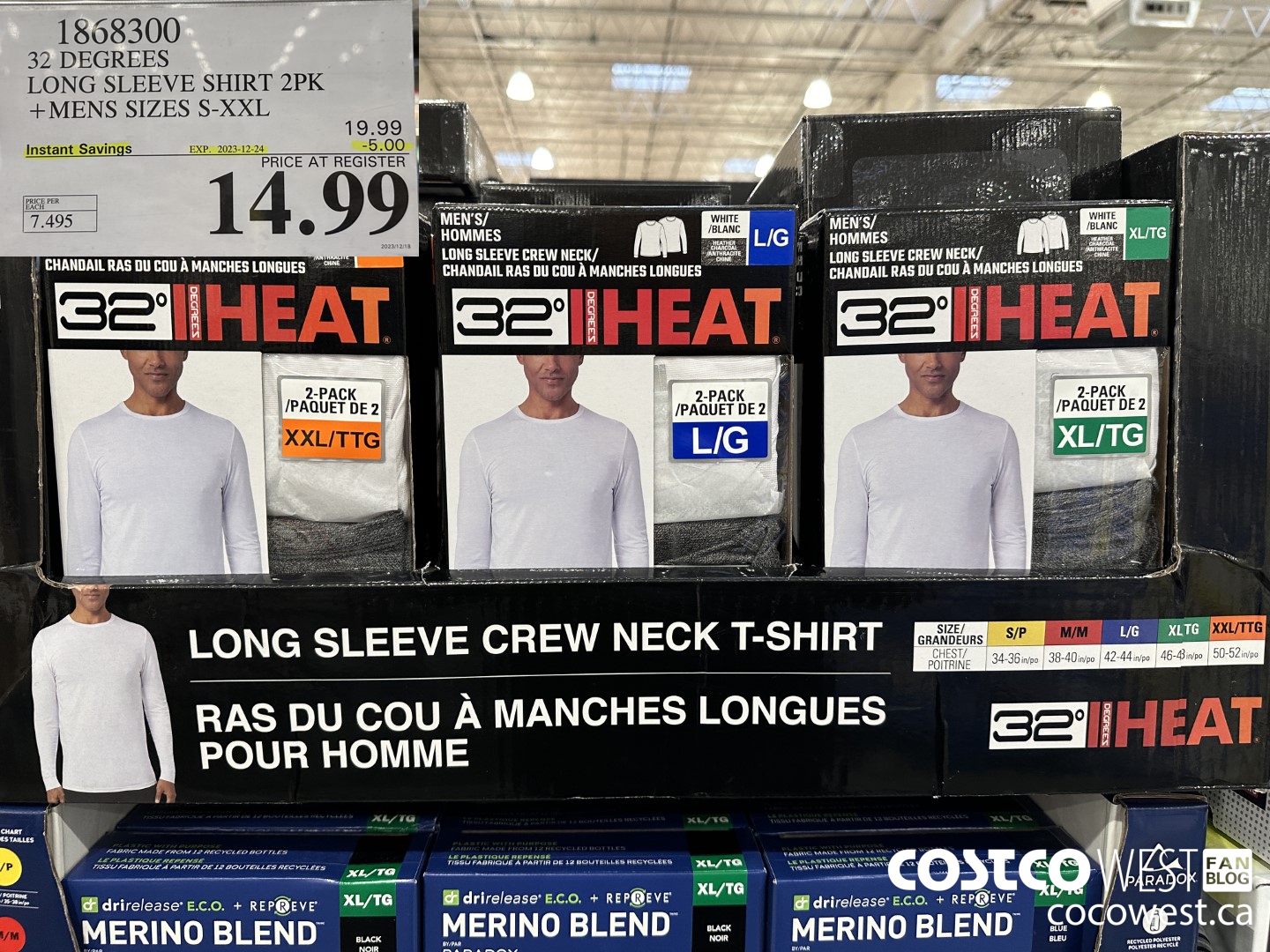 1868300 32 DEGREES HEAT L/S CREW NECK 2PK MENS SIZES S-XXL ($5.00 INSTANT SAVINGS EXPIRES ON 2023-12-24) $14.99