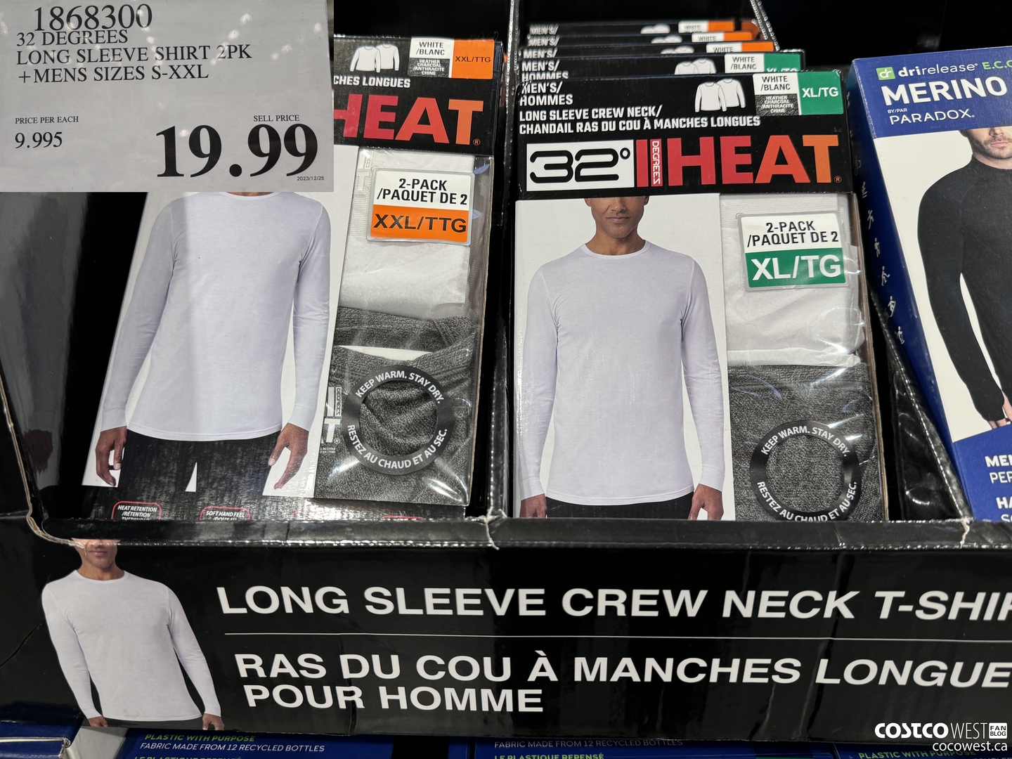 1868300 32 DEGREES HEAT L/S CREW NECK 2PK MENS SIZES S-XXL $19.99