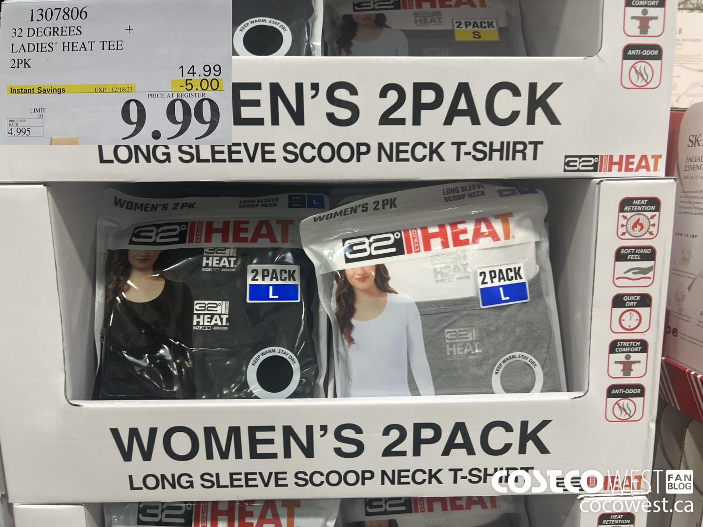 1307806 32 DEGREES LADIES HEAT TEE 2 PK  ($5.00 INSTANT SAVINGS EXPIRES ON 2023-12-18) $9.99