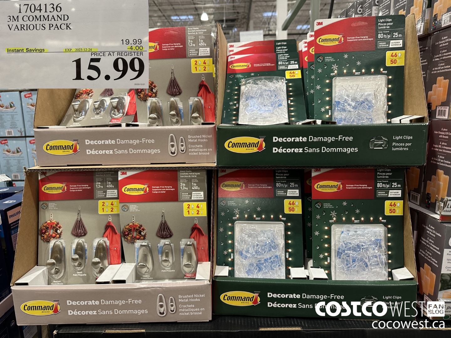 1704136 3M COMMAND VARIOUS PACK ($4.00 INSTANT SAVINGS EXPIRES ON 2023-12-24) $15.99