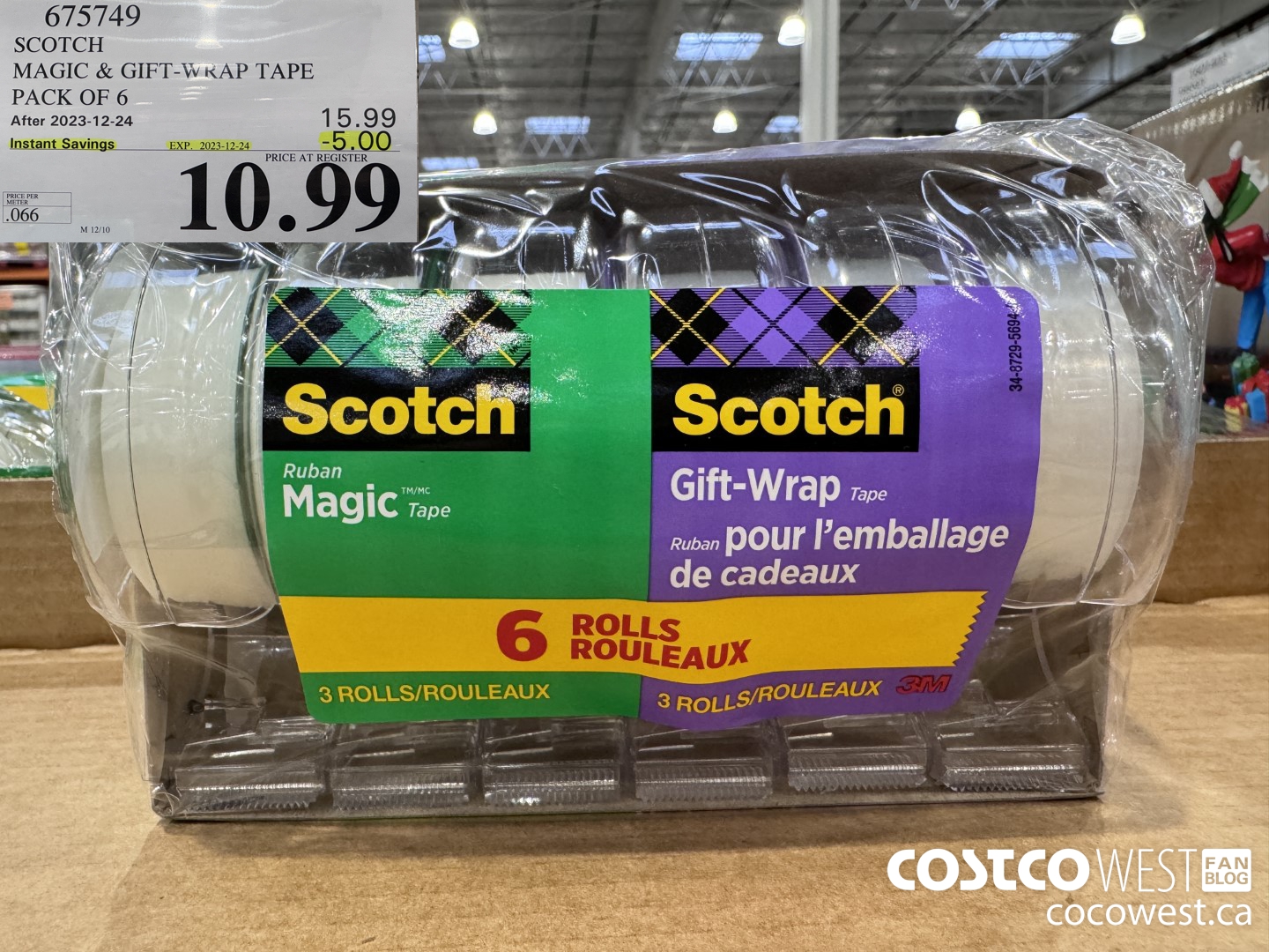 675749 3M SCOTCH MAGIC TAPE/GIFT WRAP TAPE 6PK ($5.00 INSTANT SAVINGS EXPIRES ON 2023-12-24) $10.99