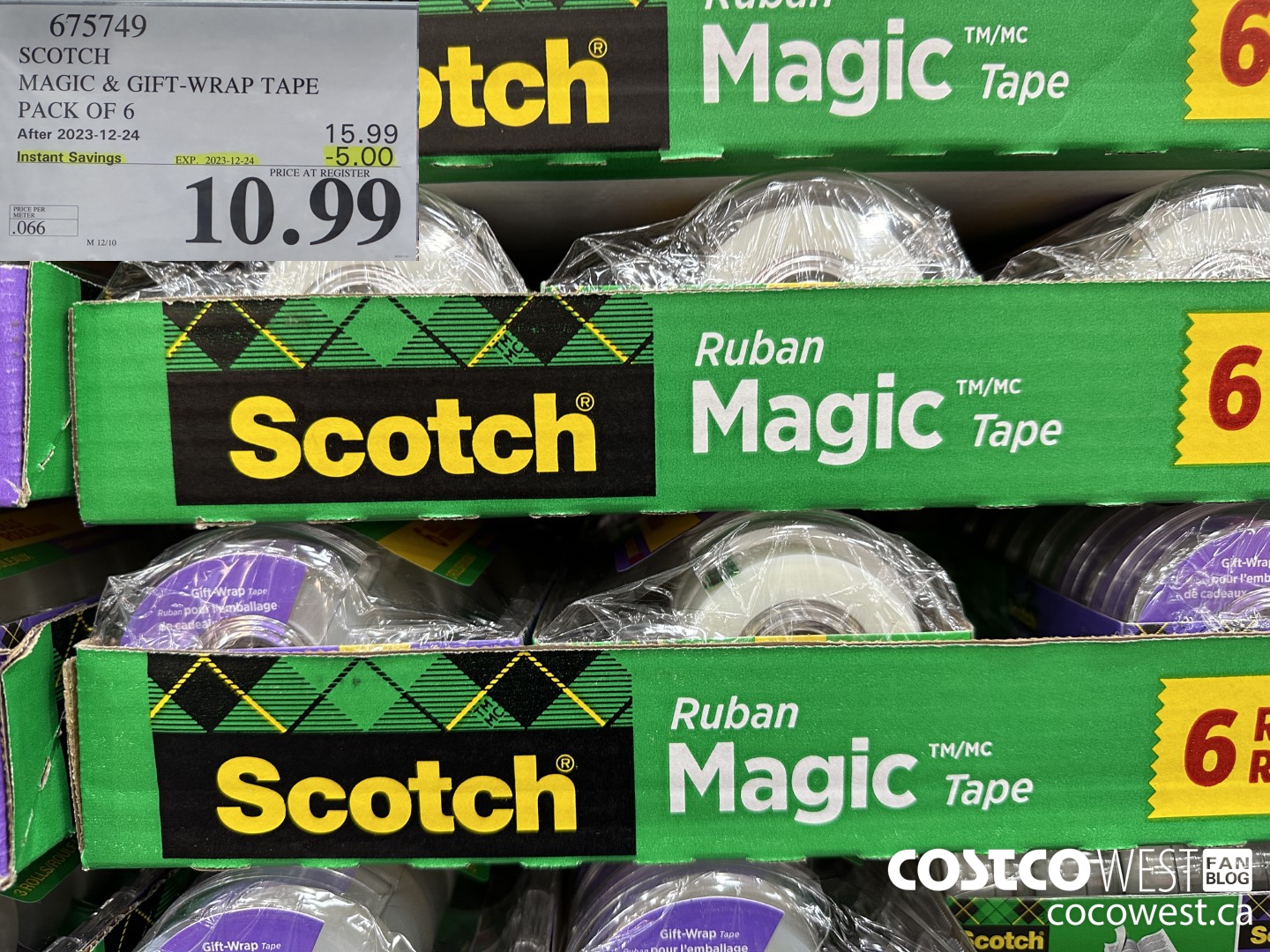 675749 3M SCOTCH MAGIC TAPE/GIFT WRAP TAPE 6PK ($5.00 INSTANT SAVINGS EXPIRES ON 2023-12-24) $10.99