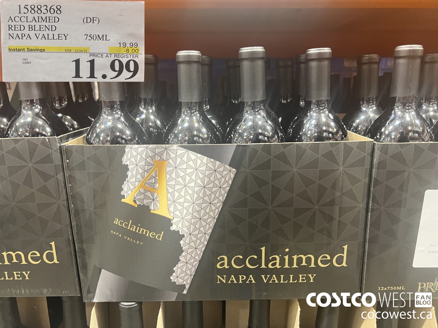 1588368 ACCLAIMED (DF) RED BLEND NAPA VALLEY 750ML ($8.00 INSTANT SAVINGS EXPIRES ON 2023-12-24) $11.99