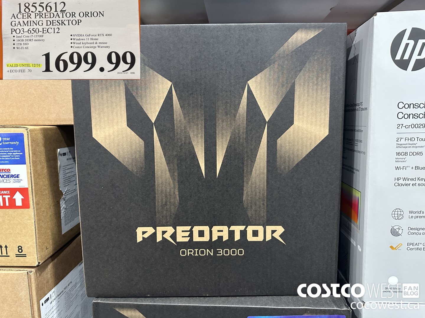 1855612 ACER PREDATOR ORION GAMING DESKTOP PO3-650-EC12 (EXPIRES ON 2023-12-31) $1699.99