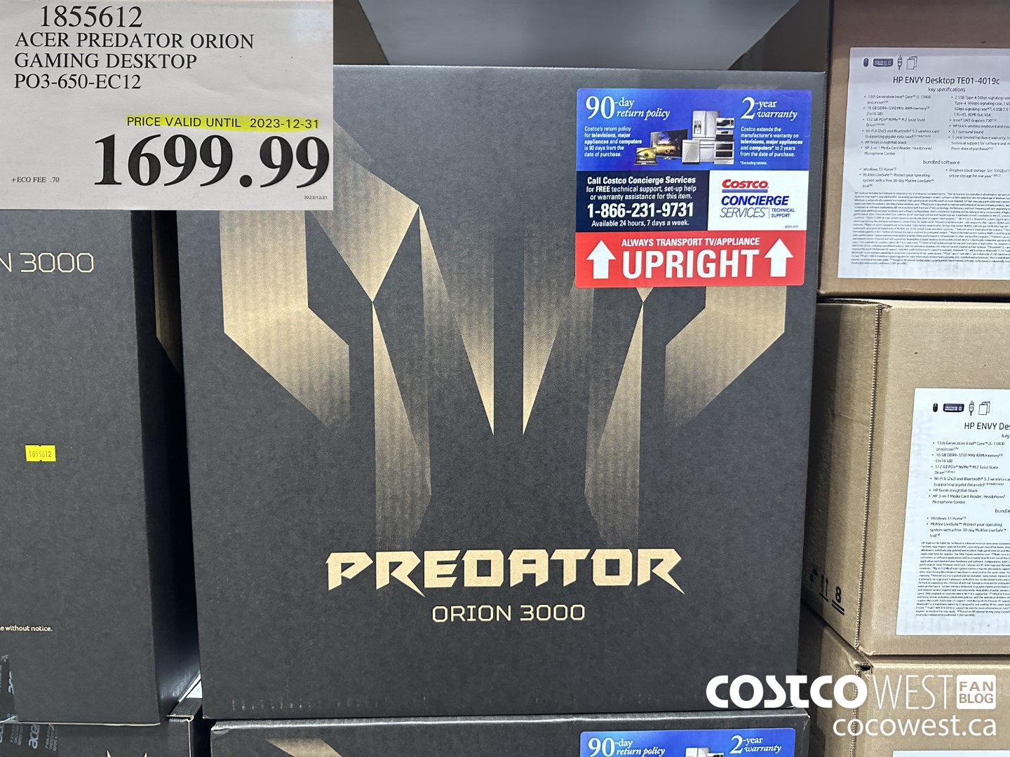 1855612 ACER PREDATOR ORION GAMING DESKTOP PO3-650-EC12 (EXPIRES ON 2023-12-31) $1699.99