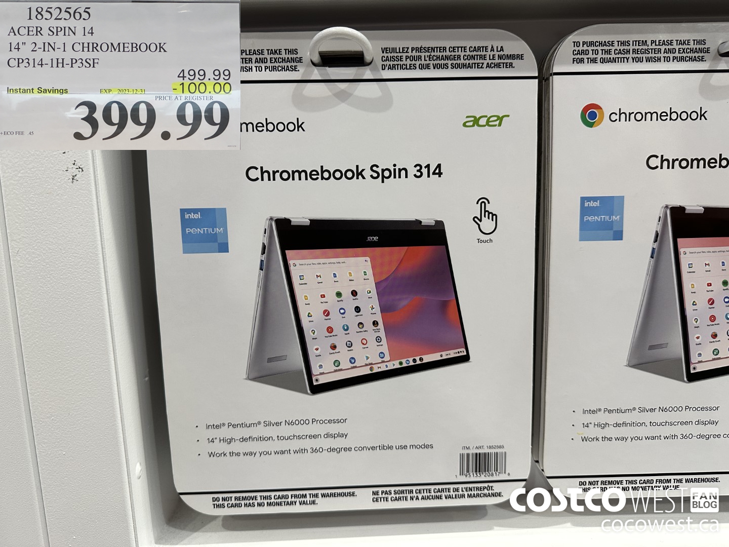 1852565 ACER SPIN 14 14-IN CHROMEBOOK CP314-1H-P3SF ($100.00 INSTANT SAVINGS EXPIRES ON 2023-12-31) $399.99