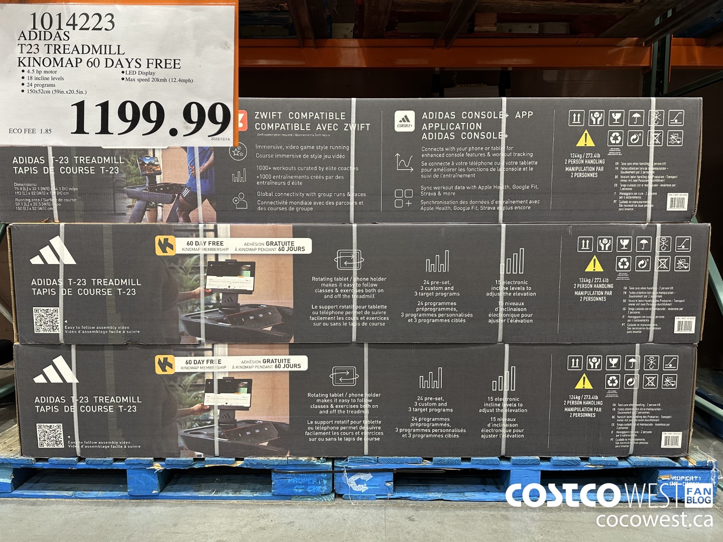 1014223 ADIDAS T23 TREADMILL KINOMAP 60 DAYS FREE $1199.99