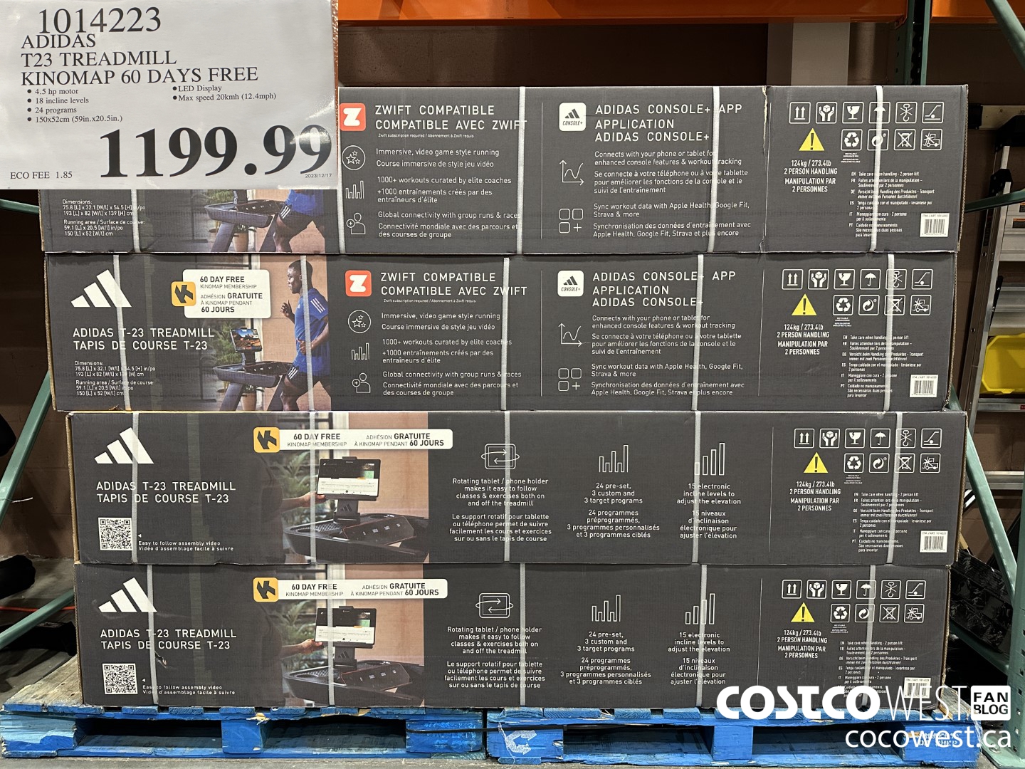 1014223 ADIDAS T23 TREADMILL KINOMAP 60 DAYS FREE $1199.99