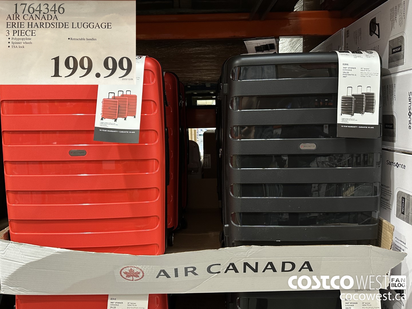 1764346 AIR CANADA ERIE HARDSIDE LUGGAGE 3 PIECE $199.99