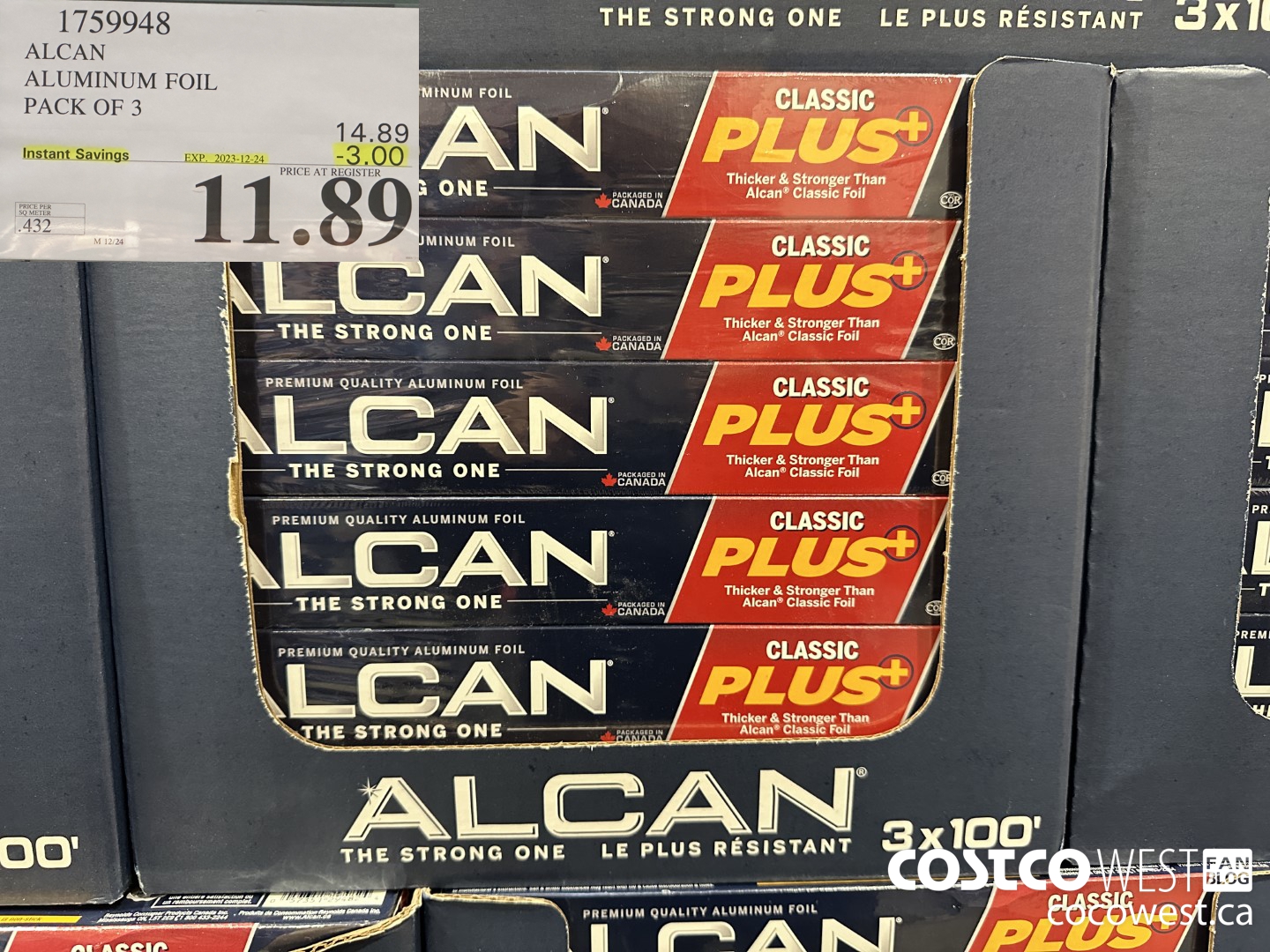 1759948 ALCAN ALUMINUM FOIL PACK OF 3 ($3.00 INSTANT SAVINGS EXPIRES ON 2023-12-24) $11.89