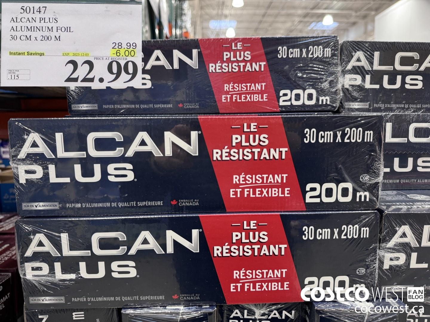50147 ALCAN PLUS ALUMINUM FOIL 30 cm x 200 m ($6.00 INSTANT SAVINGS EXPIRES ON 2023-12-03) $22.99