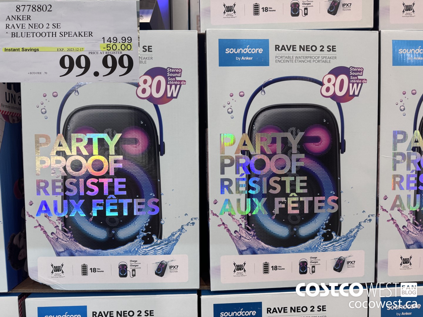 8778802 ANKER RAVE NEO 2 SE BLUETOOTH SPEAKER ($50.00 INSTANT SAVINGS EXPIRES ON 2023-12-17) $99.99