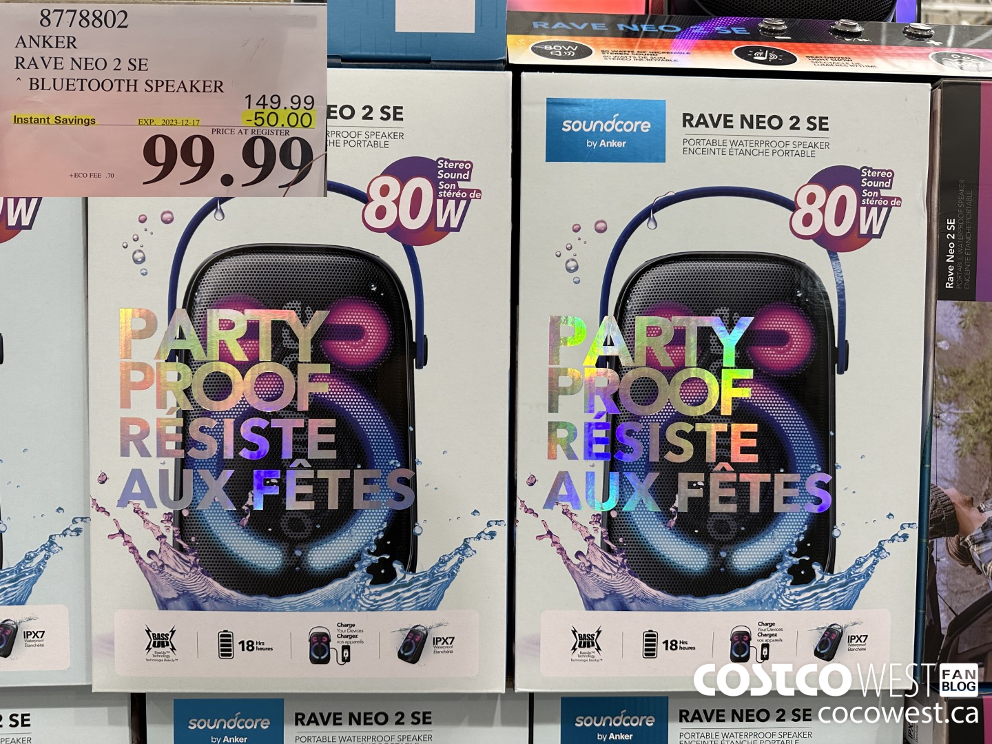 8778802 ANKER RAVE NEO 2 SE BLUETOOTH SPEAKER ($50.00 INSTANT SAVINGS EXPIRES ON 2023-12-17) $99.99