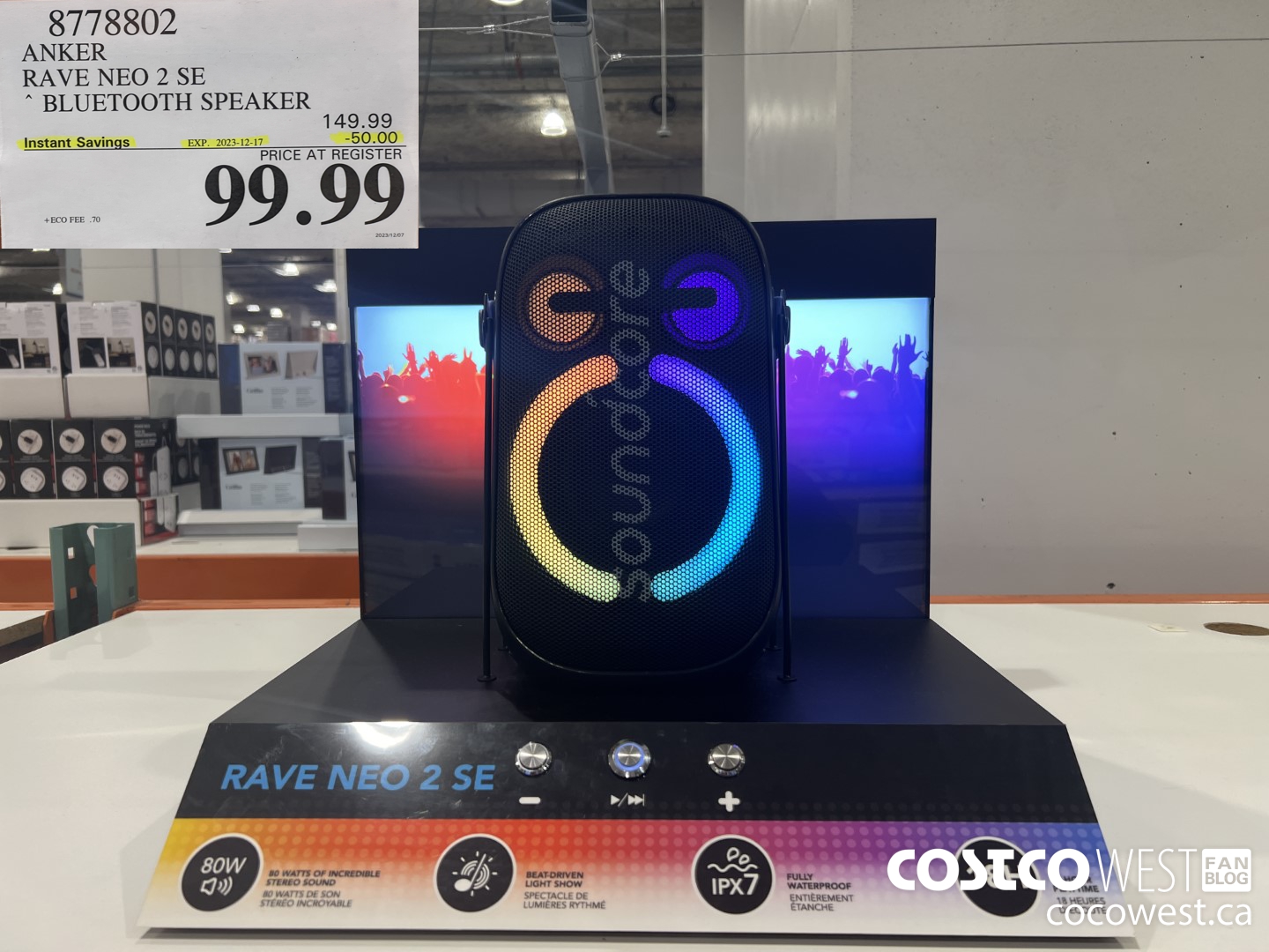 8778802 ANKER RAVE NEO 2 SE BLUETOOTH SPEAKER ($50.00 INSTANT SAVINGS EXPIRES ON 2023-12-17) $99.99