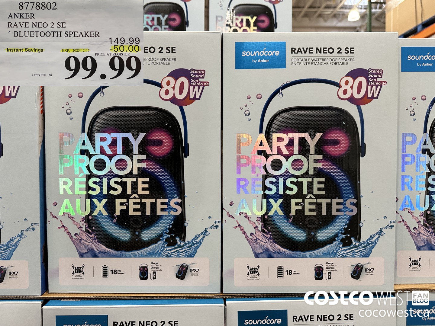 8778802 ANKER RAVE NEO 2 SE BLUETOOTH SPEAKER ($50.00 INSTANT SAVINGS EXPIRES ON 2023-12-17) $99.99