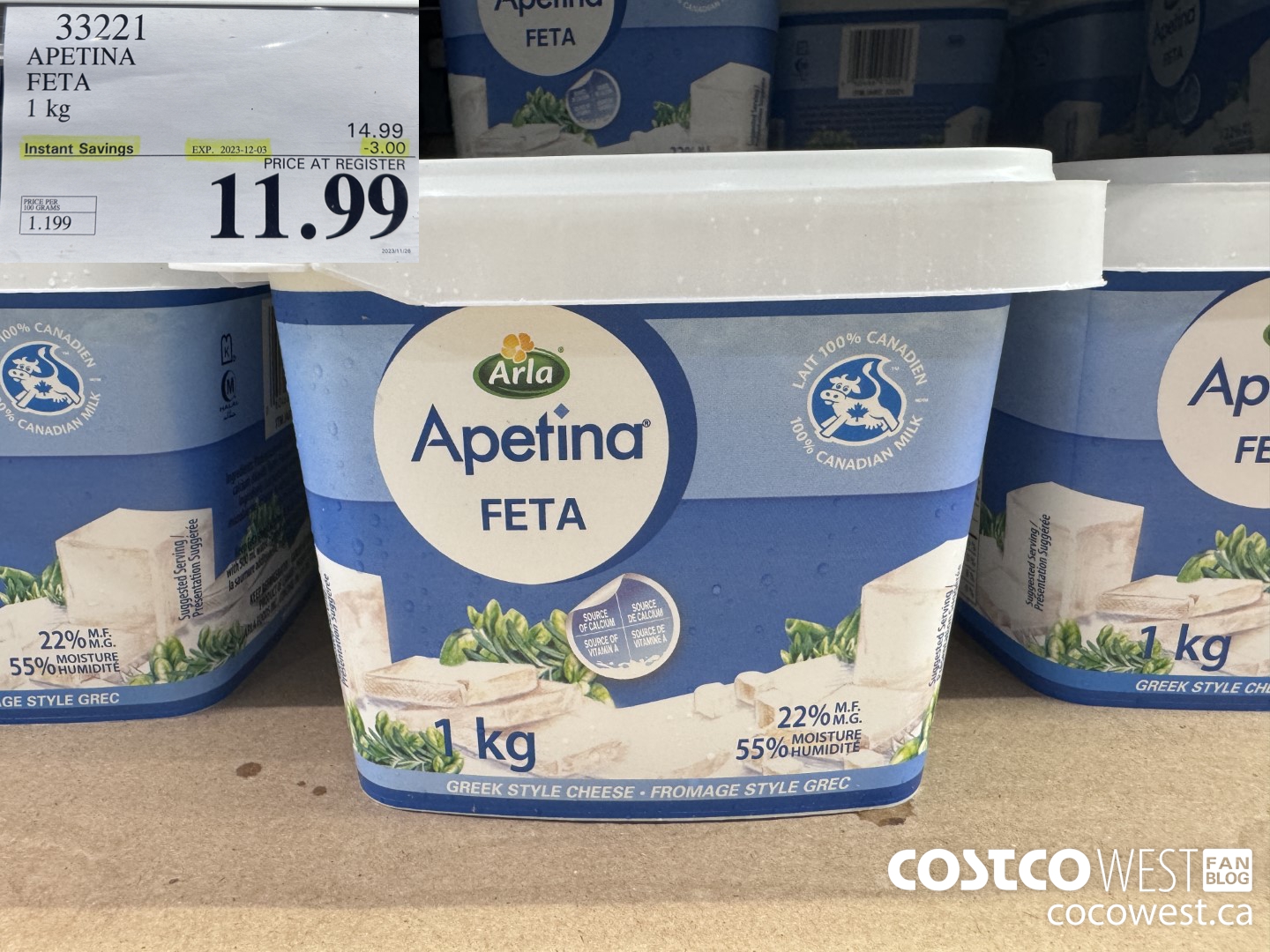 33221 APETINA FETA 1kg ($3.00 INSTANT SAVINGS EXPIRES ON 2023-12-03) $11.99