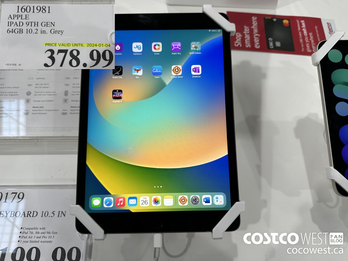 1601981 APPLE IPAD 9TH GEN 64GB 10.2 IN. GREY (EXPIRES ON 2024-01-04) $378.99