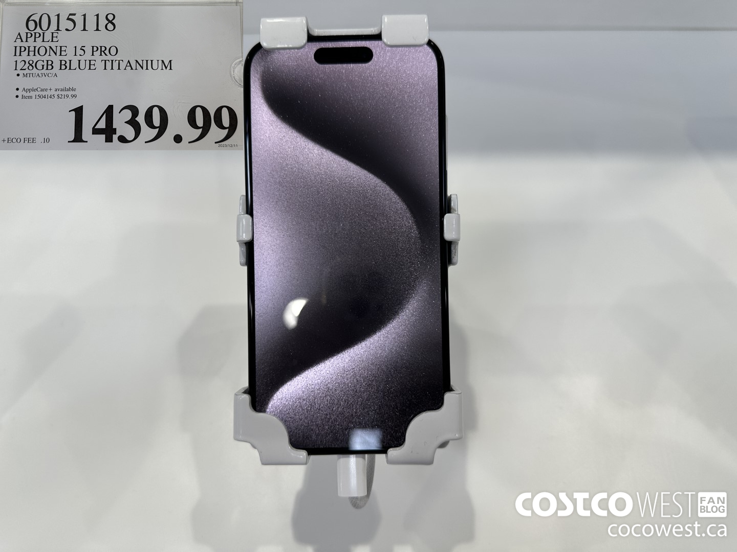 6015118 APPLE IPHONE 15 PRO 128 GB BLUE TITANIUM $1439.99