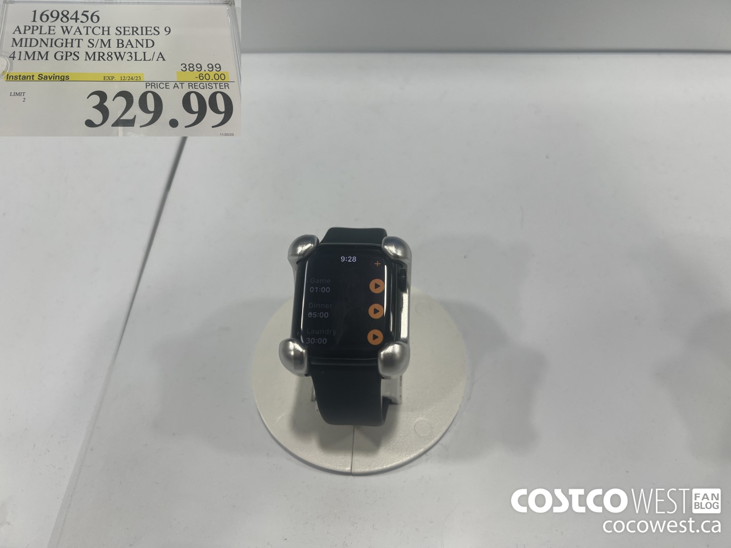 1698456 APPLE WATCH SERIES 9 MIDNIGHT S/M BAND 31MM GPS MR8W3LL/A ($60.00 INSTANT SAVINGS EXPIRES ON 2023-12-24) $329.99