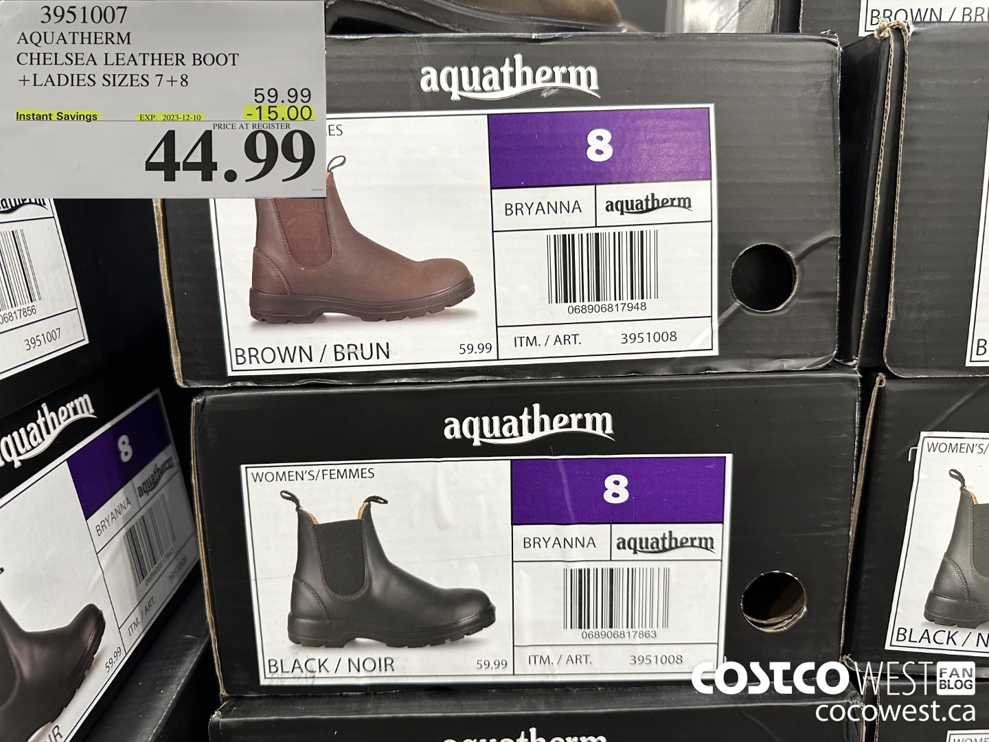 3951007 AQUATHERM CHELSEA LEATHER BOOT LADIES SIZES 7+8 ($15.00 INSTANT SAVINGS EXPIRES ON 2023-12-10) $44.99