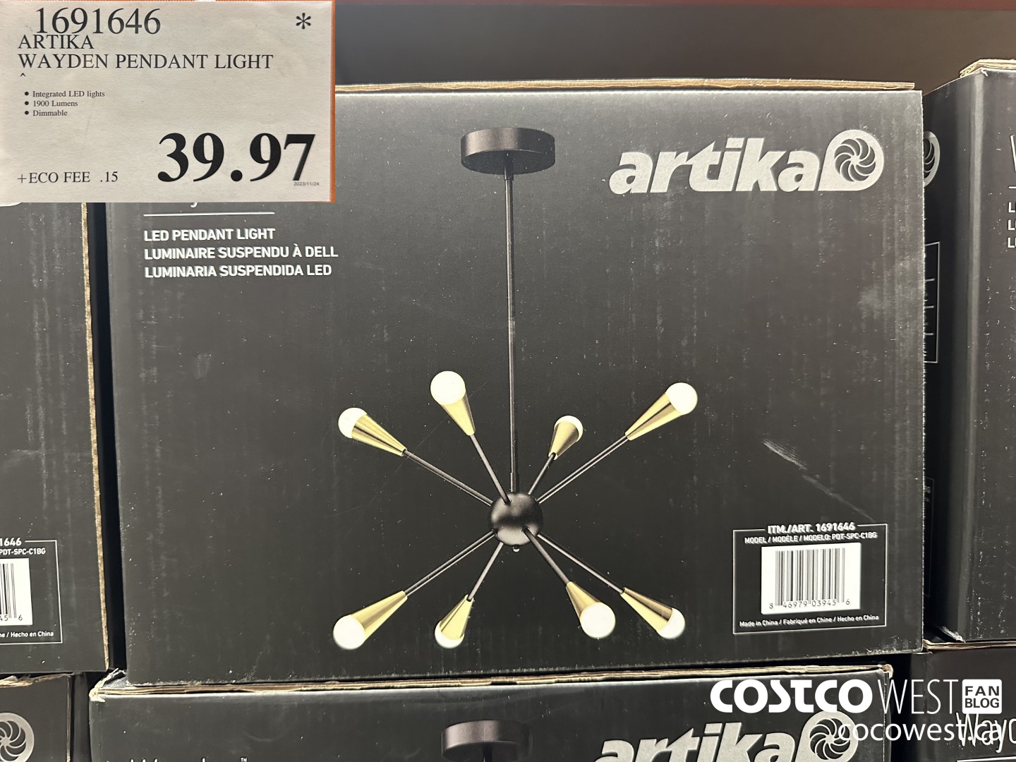 1691646 ARTIKA WAYDEN PENDANT LIGHT $39.97