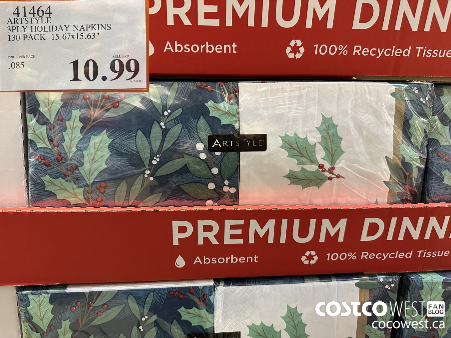 41464 ARTSTYLE 3 PLY HOLIDAY NAPKINS 130 PACK 15.67X15.63