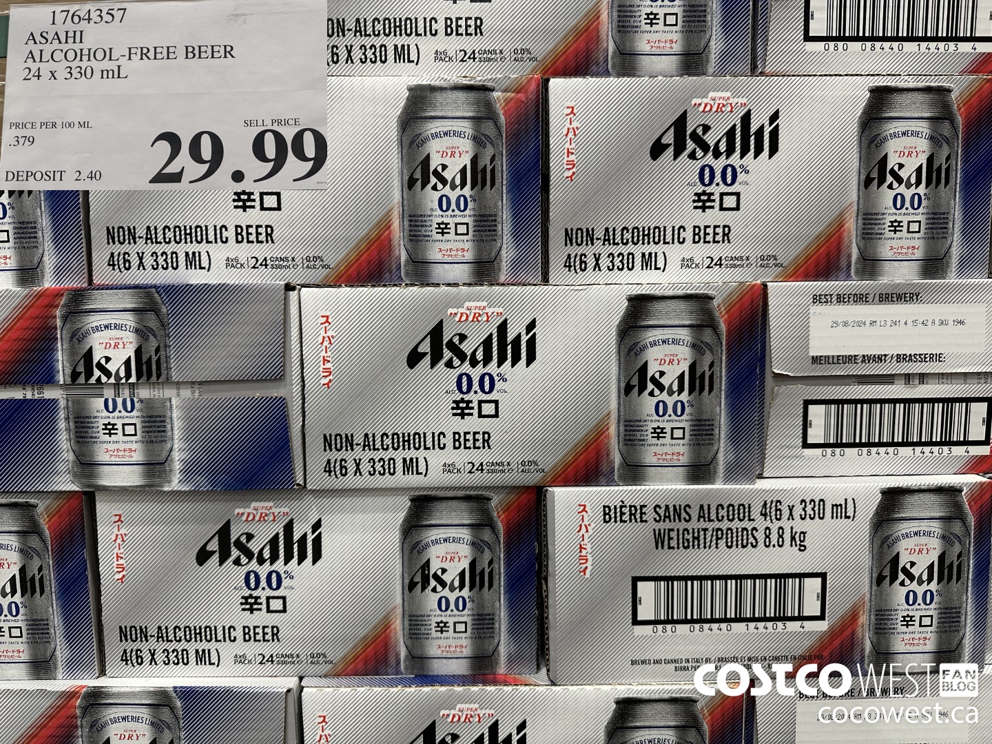 1764357 ASAHI ALCOHOL-FREE BEER 24 X 330 ML $29.99