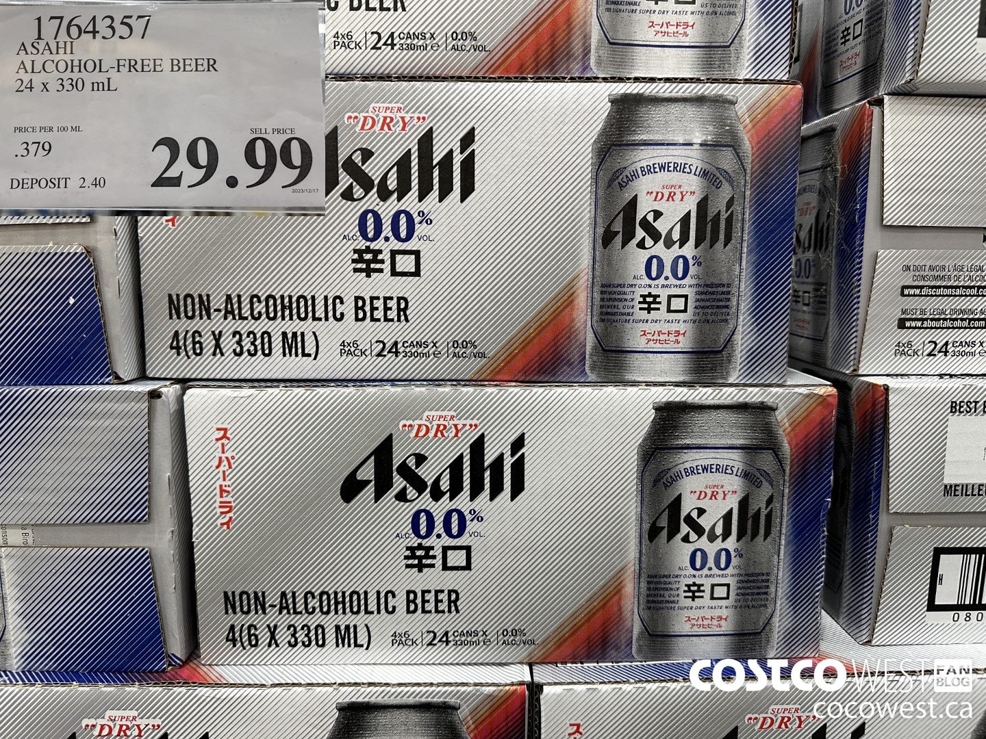 1764357 ASAHI ALCOHOL-FREE BEER 24 X 330 ML $29.99