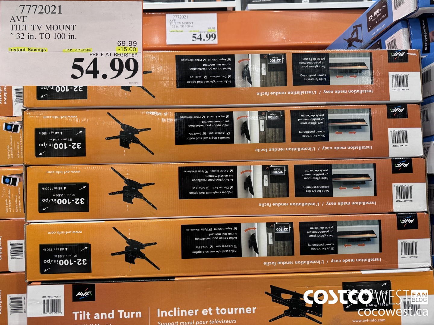 7772021 AVF TILT TV MOUNT 32 in. TO 100 in. ($15.00 INSTANT SAVINGS EXPIRES ON 2023-12-04) $54.99