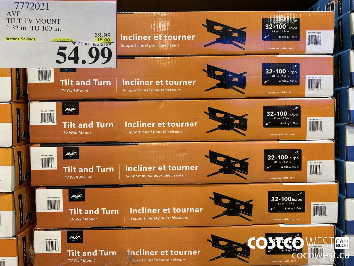 7772021 AVF TILT TV MOUNT 32 in. TO 100 in. ($15.00 INSTANT SAVINGS EXPIRES ON 2023-12-04) $54.99