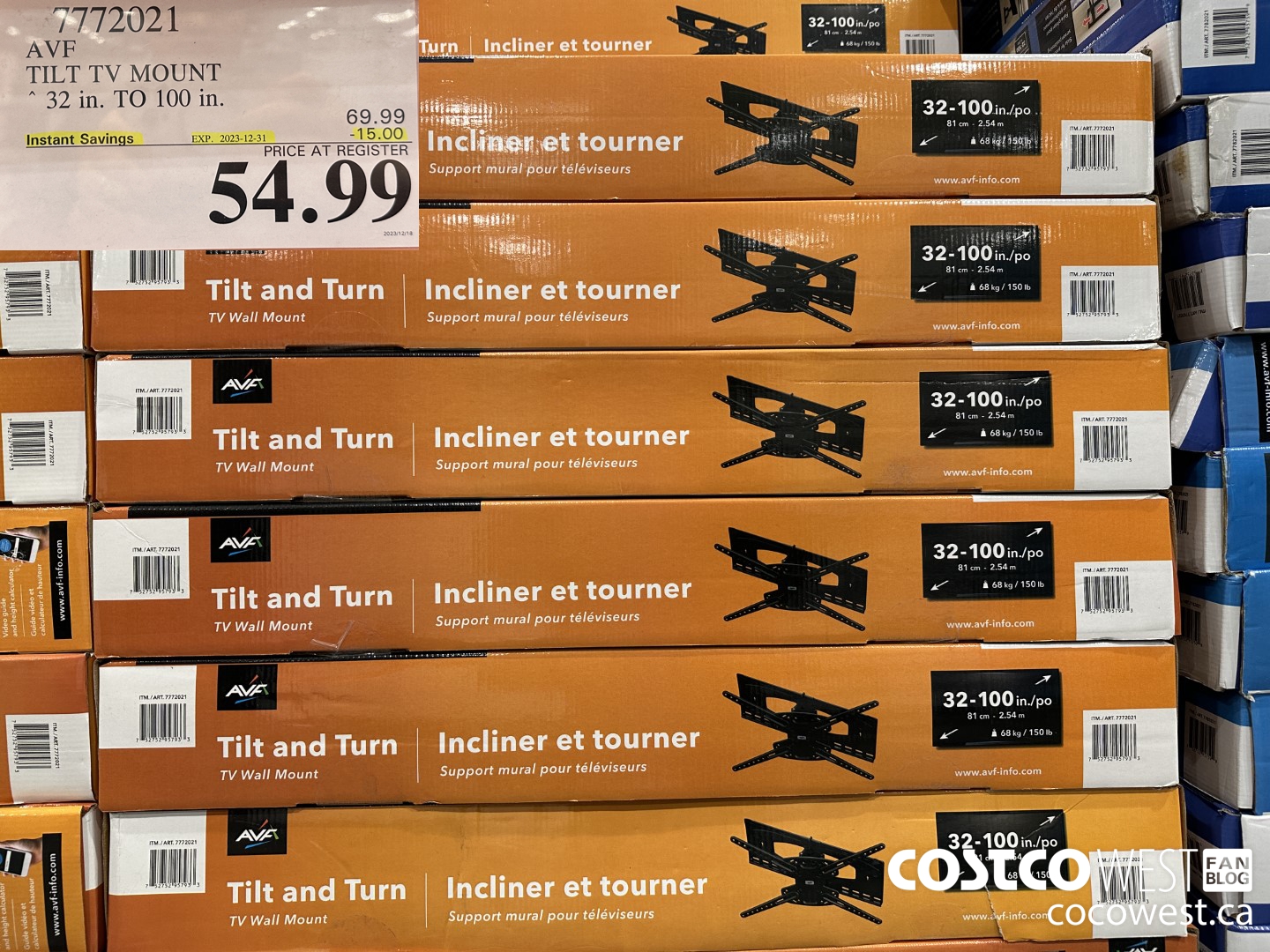 7772021 AVF TILT TV MOUNT 32 in. TO 100 in. ($15.00 INSTANT SAVINGS EXPIRES ON 2023-12-31) $54.99