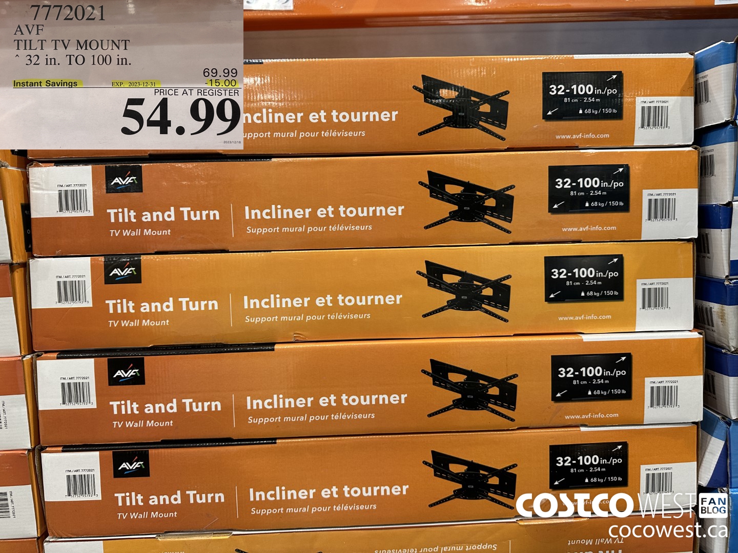 7772021 AVF TILT TV MOUNT 32 in. TO 100 in. ($15.00 INSTANT SAVINGS EXPIRES ON 2023-12-31) $54.99