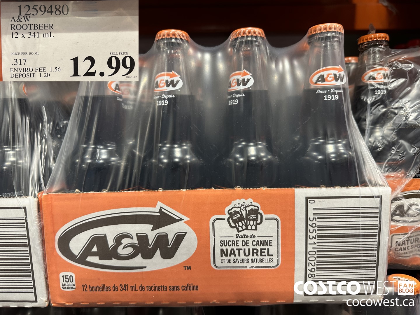 1259480 A&W ROOTBEER 12 X 341 ML $12.99