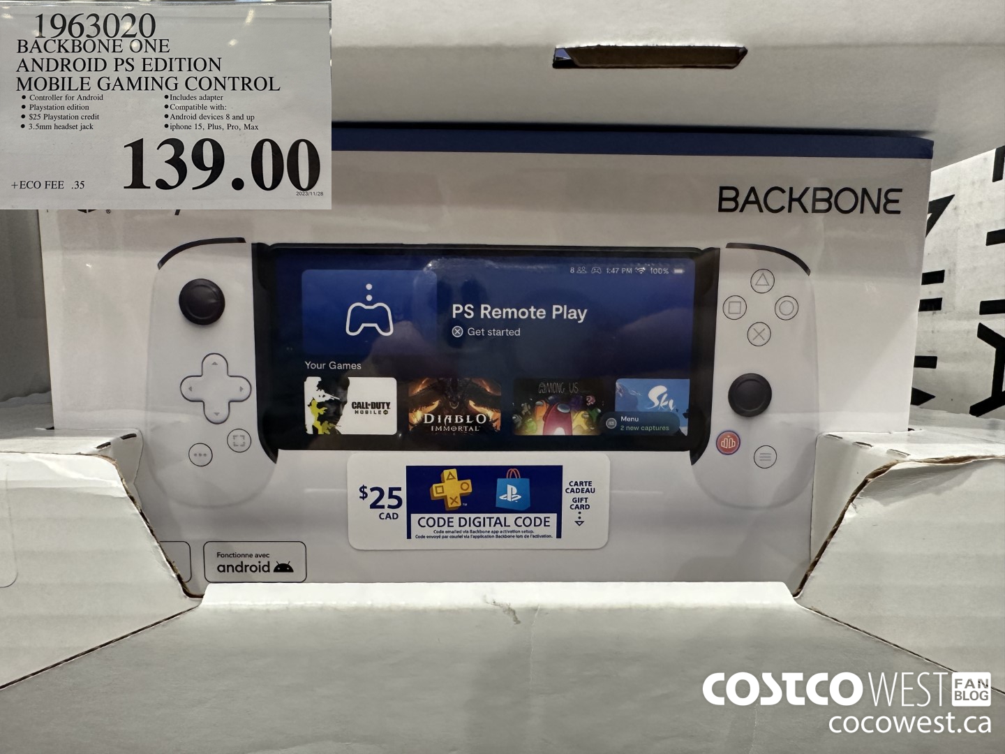 1963020 BACKBONE ONE ANDROID PS EDITION MOBILE GAMING CONTROL $139.00