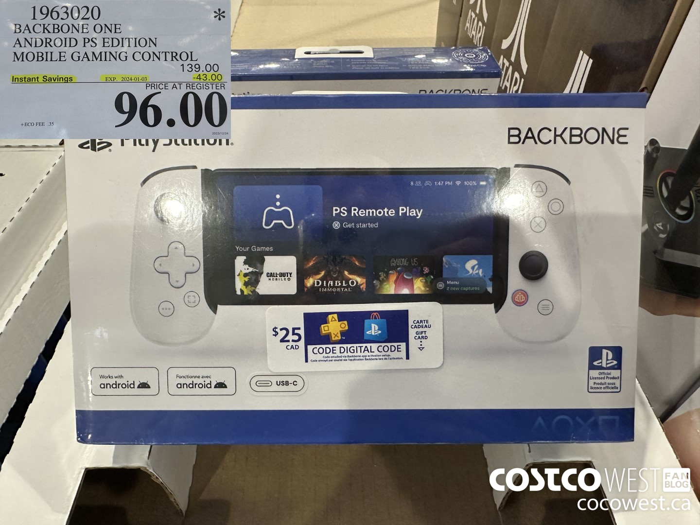 1963020 BACKBONE ONE ANDROID PS EDITION MOBILE GAMING CONTROL ($43.00 INSTANT SAVINGS EXPIRES ON 2024-01-03) $96.00