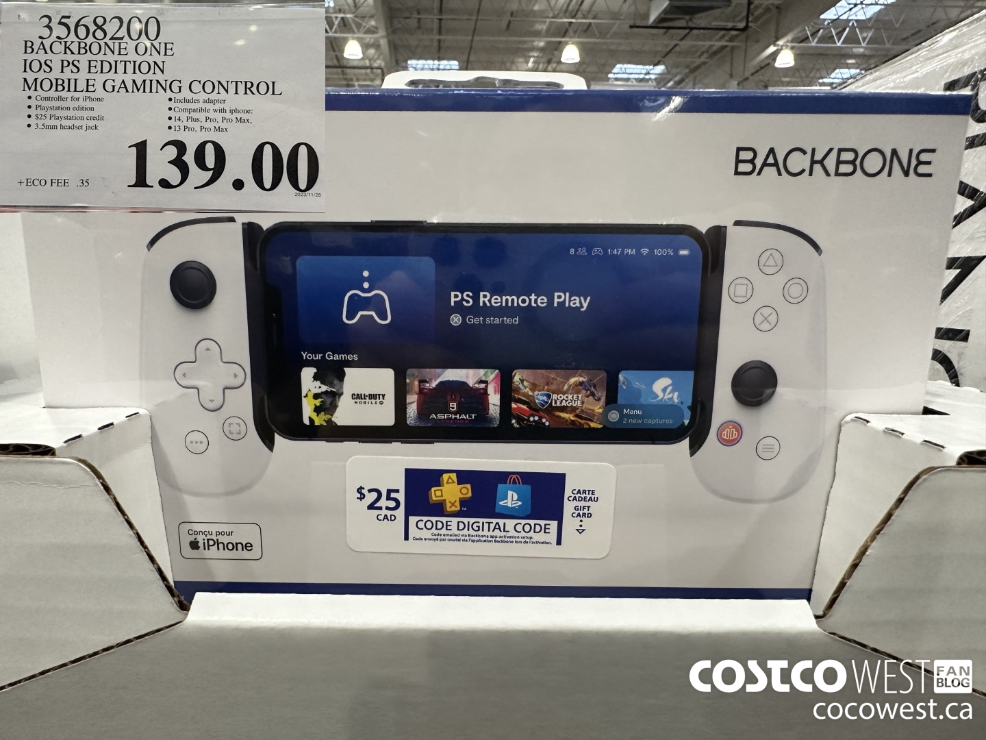 3568200 BACKBONE ONE IOS PS EDITION MOBILE GAMING CONTROL $139.00