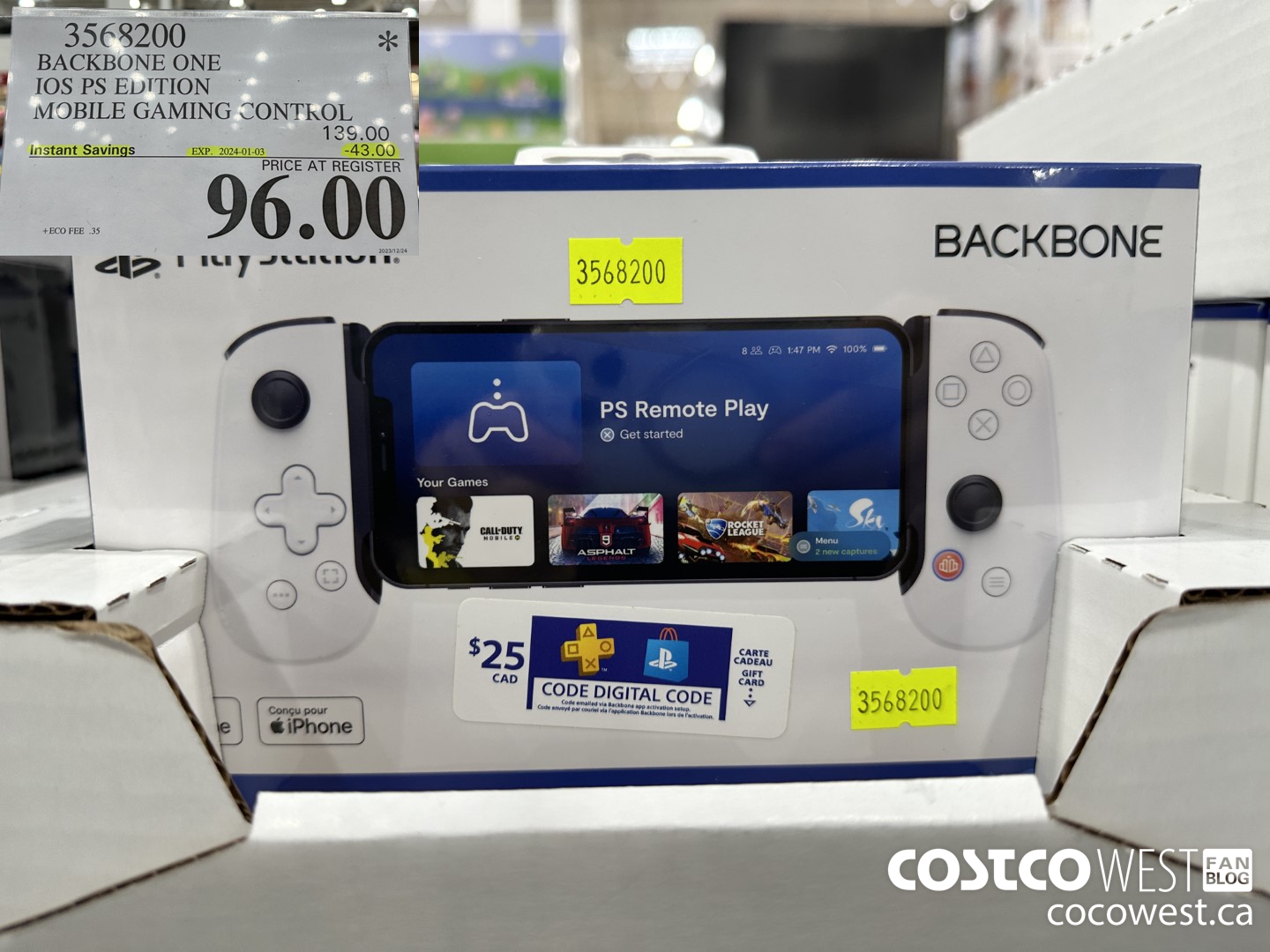 3568200 BACKBONE ONE IOS PS EDITION MOBILE GAMING CONTROL ($43.00 INSTANT SAVINGS EXPIRES ON 2024-01-03) $96.00