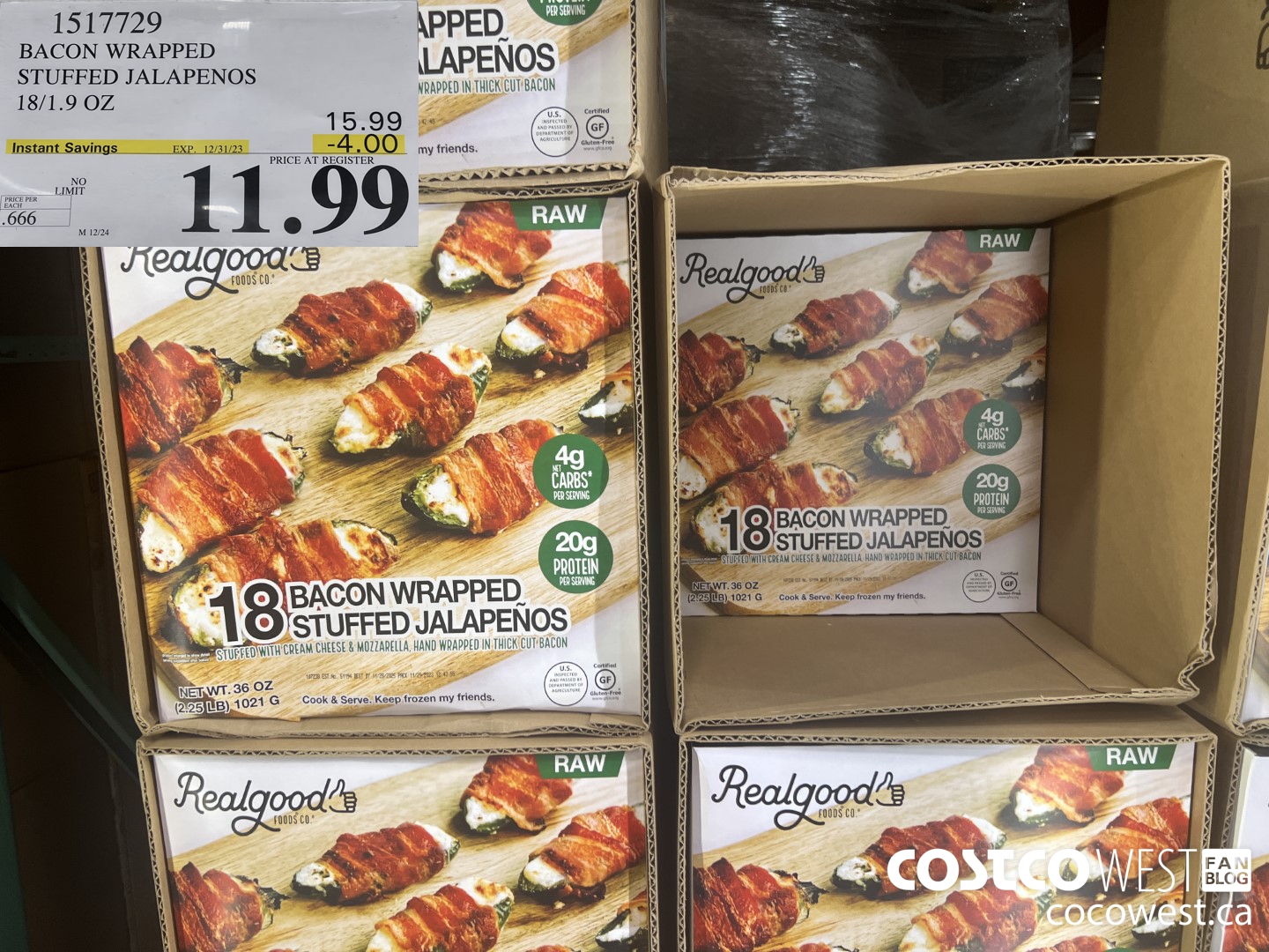 1517729 BACON WRAPPED STUFFED JALAPENOS 18/1.9 OZ ($4.00 INSTANT SAVINGS EXPIRES ON 2023-12-31) $11.99