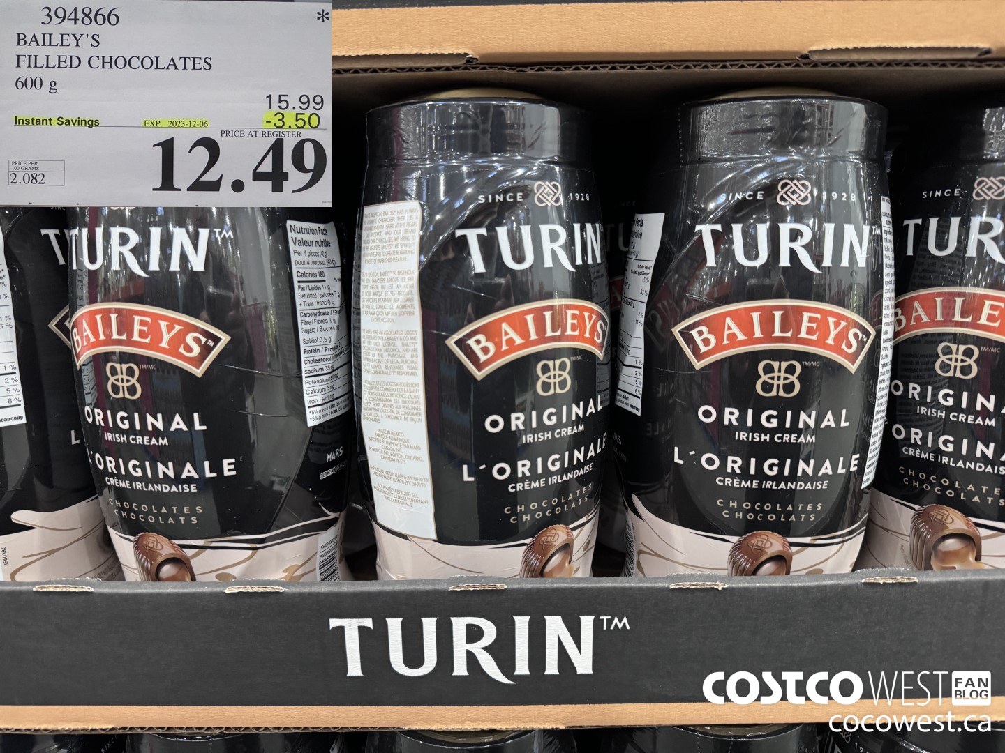 394866 BAILEY'S FILLED CHOCOLATES 600 g ($3.50 INSTANT SAVINGS EXPIRES ON 2023-12-06) $12.49