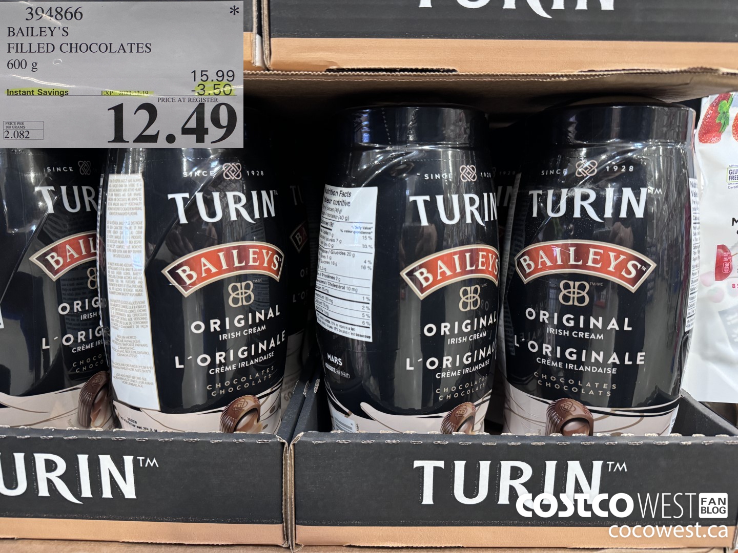 394866 BAILEY'S FILLED CHOCOLATES 600 g ($3.50 INSTANT SAVINGS EXPIRES ON 2023-12-19) $12.49