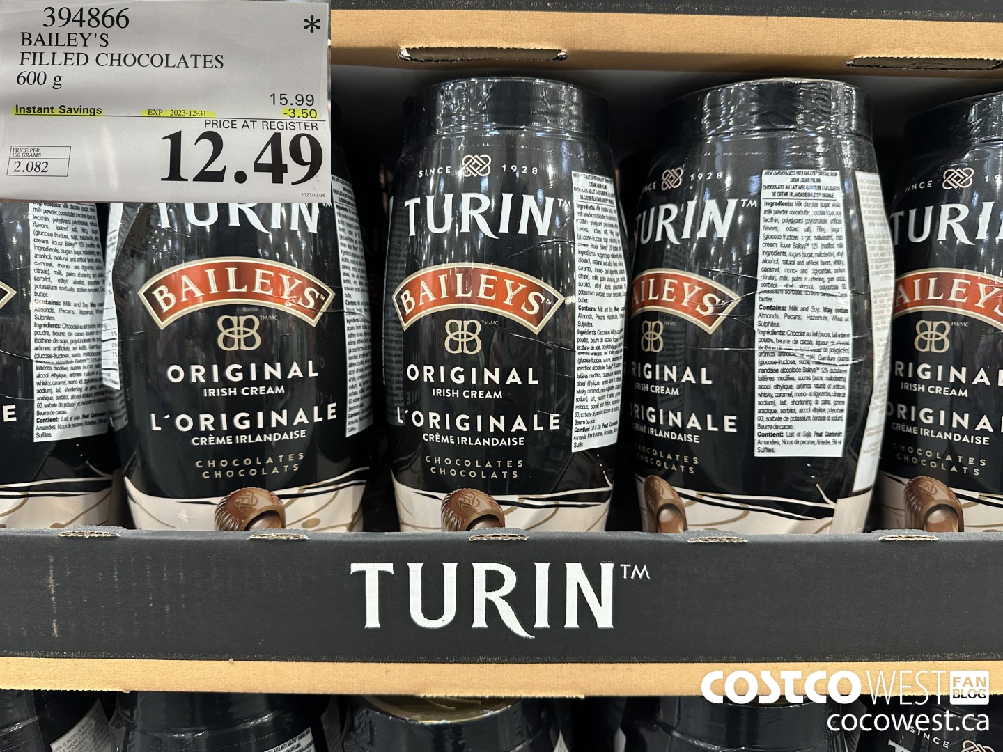 394866 BAILEY'S FILLED CHOCOLATES 600 g ($3.50 INSTANT SAVINGS EXPIRES ON 2023-12-31) $12.49