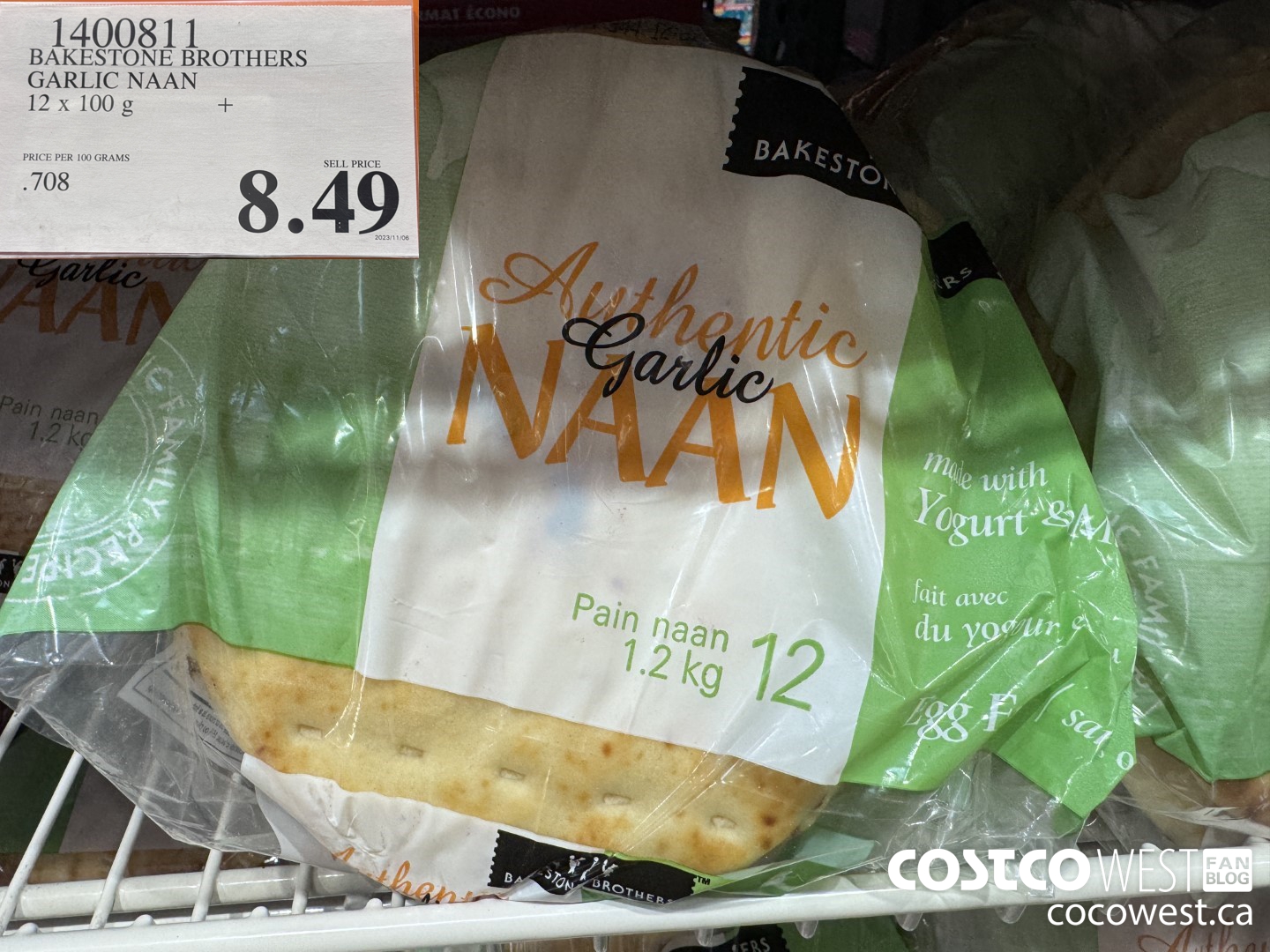 1400811 BAKESTONE BROTHERS GARLIC NAAN 12 X 100 G $8.49