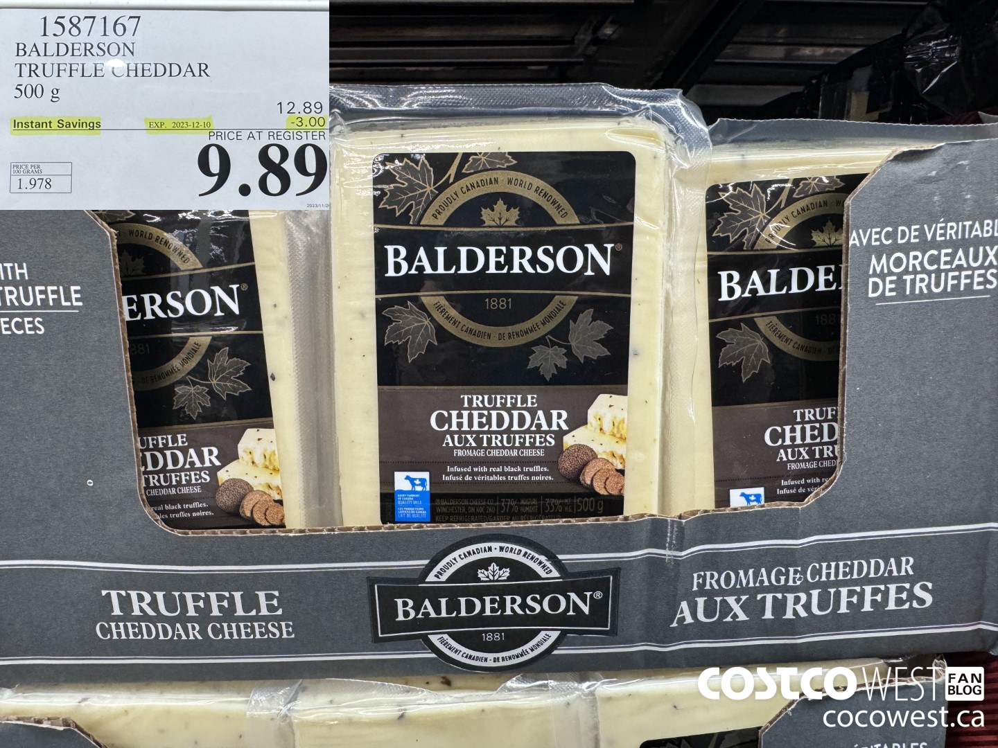 1587167 BALDERSON TRUFFLE CHEDDAR 500 g ($3.00 INSTANT SAVINGS EXPIRES ON 2023-12-10) $9.89