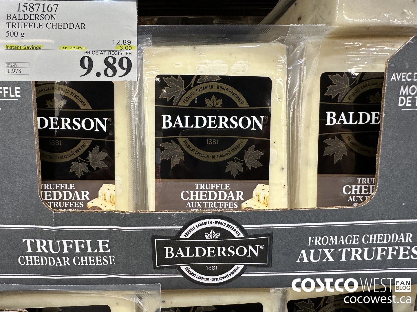 1587167 BALDERSON TRUFFLE CHEDDAR 500 g ($3.00 INSTANT SAVINGS EXPIRES ON 2023-12-10) $9.89