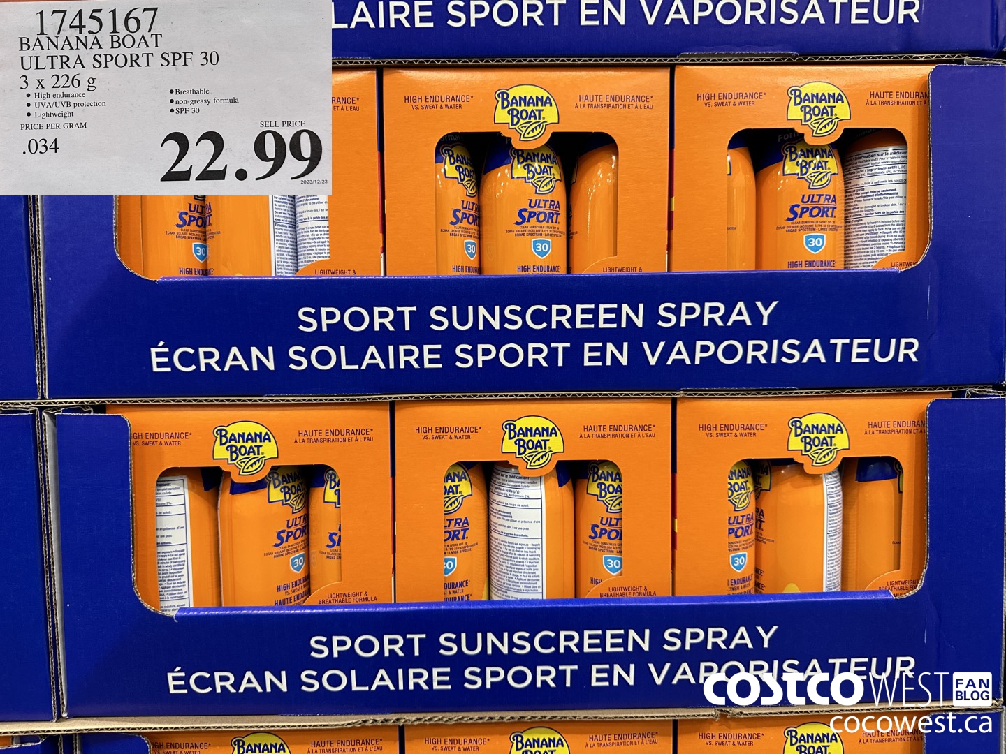 1745167 BANANA BOAT ULTRA SPORT SPF 30 3 X 226 G $22.99