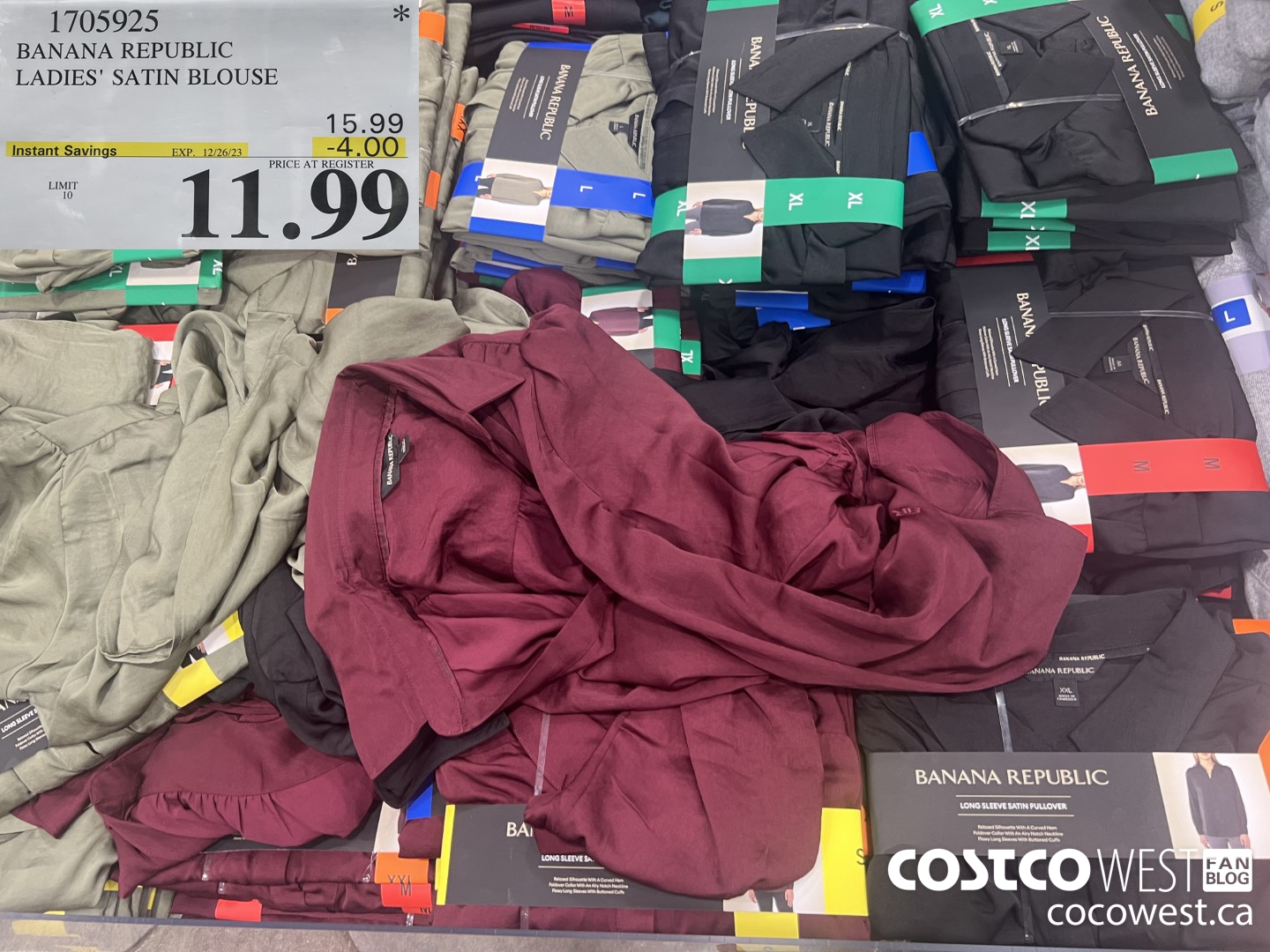 1705925 BANANA REPUBLIC LADIES' SATIN BLOUSE ($4.00 INSTANT SAVINGS EXPIRES ON 2023-12-26) $11.99