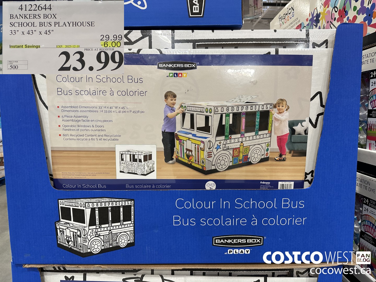 4122644 BANKERS BOX SCHOOL BUS PLAYHOUSE 33