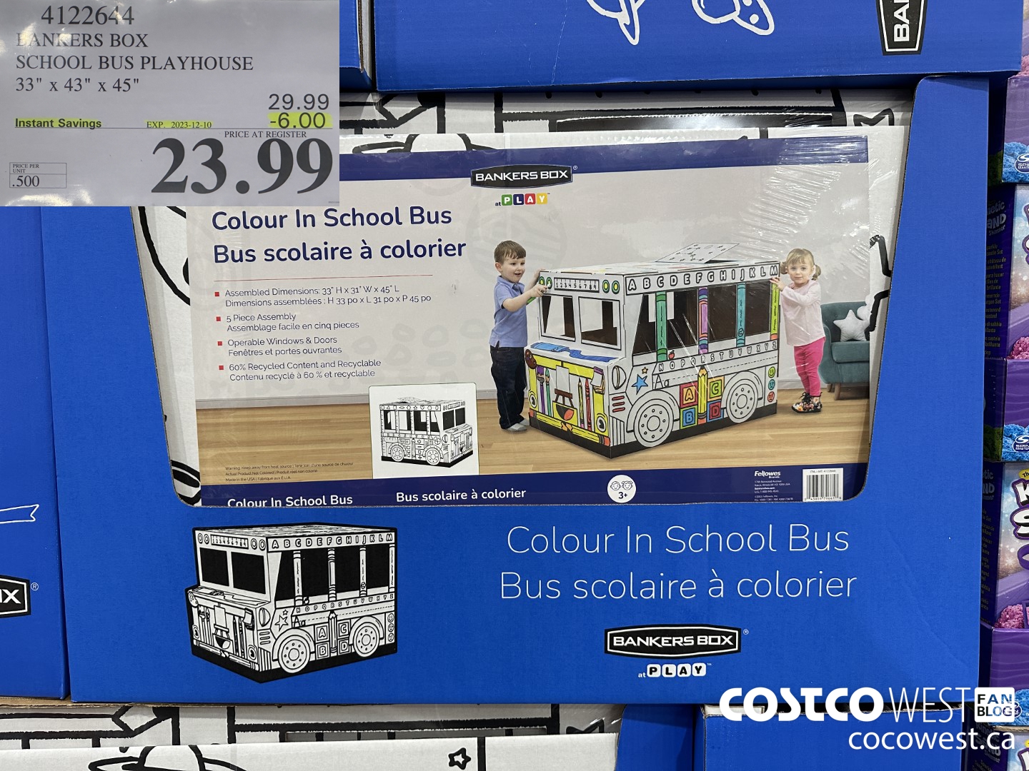 4122644 BANKERS BOX SCHOOL BUS PLAYHOUSE 33