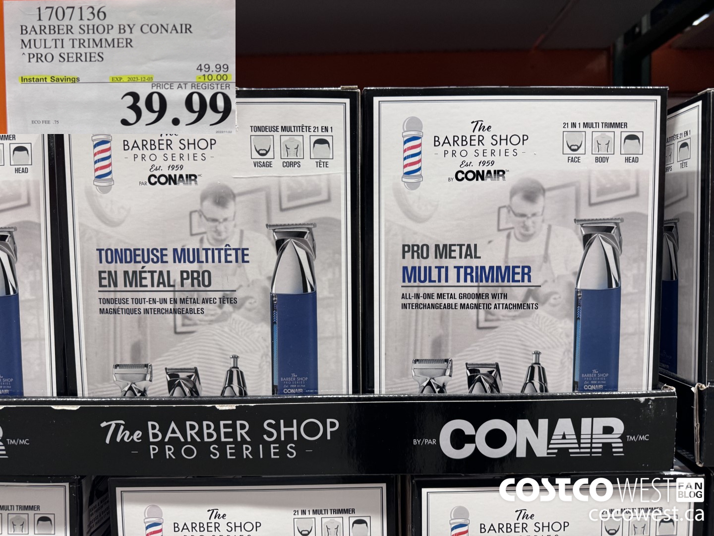 1707136 BARBER SHOP BY CONAIR MULTI TRIMMER PRO SERIES ($10.00 INSTANT SAVINGS EXPIRES ON 2023-12-03) $39.99